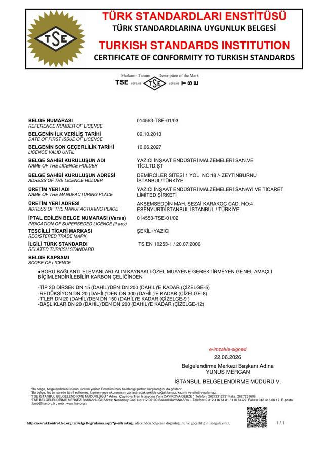 TS EN 10253-1 belgesi